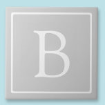 Simple Light Grey Monogram Tile<br><div class="desc">Thank you for your purchase!</div>