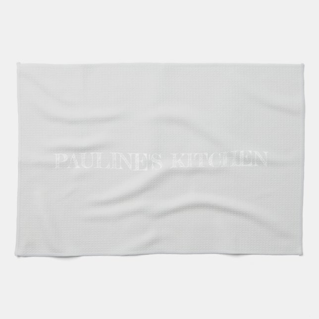 Simple light grey personalised Kitchen Towel  (Horizontal)