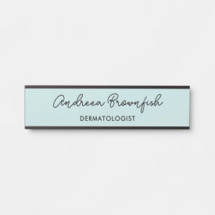 Simple Light Mint Green Black Medical Job Title Door Sign
