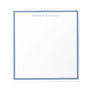 Simple Light Navy Blue Border Personalised  Notepad