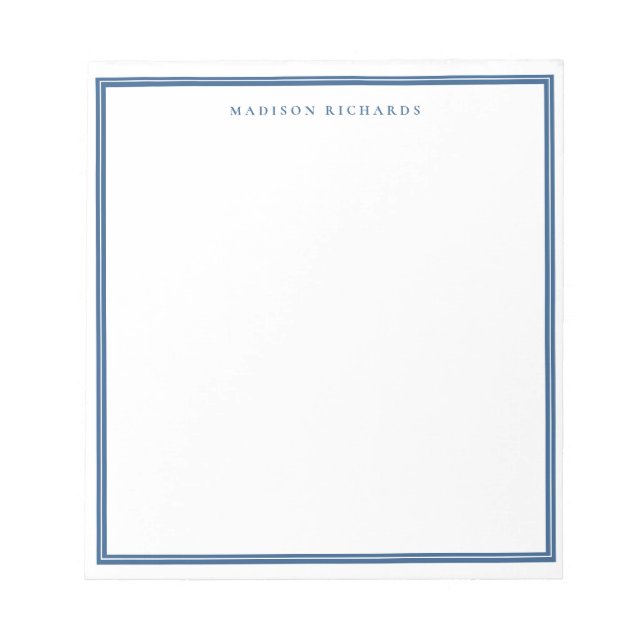 Simple Light Navy Blue Border Personalised  Notepad (Front)
