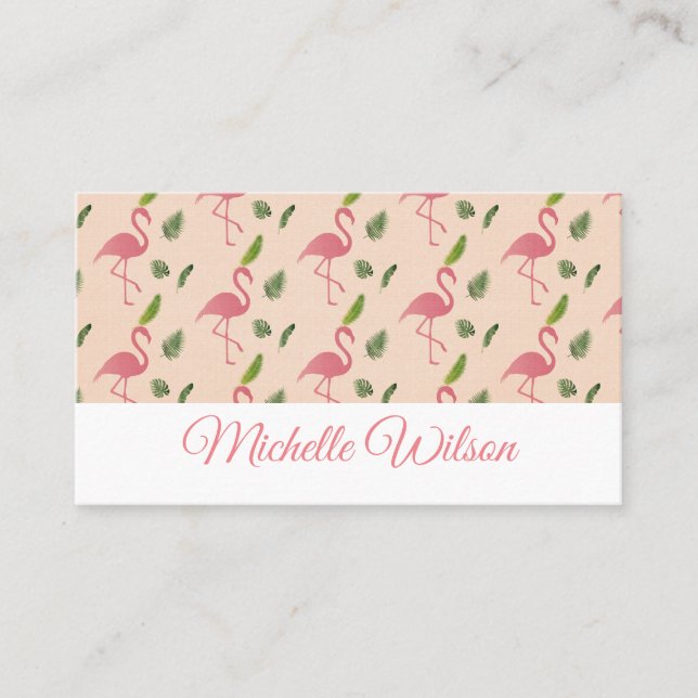 Simple Light Pink Flamingo  Business Card (Front)
