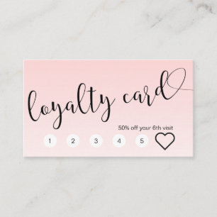 Simple light pink handwritten script calligraphy loyalty card