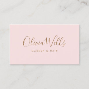 Simple Light Pink Handwritten Script Social Media  Business Card