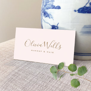 Simple Light Pink Handwritten Script Social Media Business Card