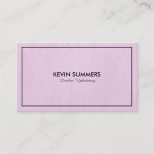 Simple Light Pink Leather Texture Black Frame Business Card