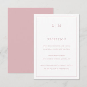 Simple Light Pink Monogram Elegant Wedding Enclosure Card