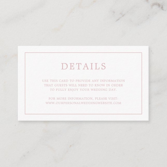 Simple Light Pink Monogram Elegant Wedding Enclosure Card (Front)