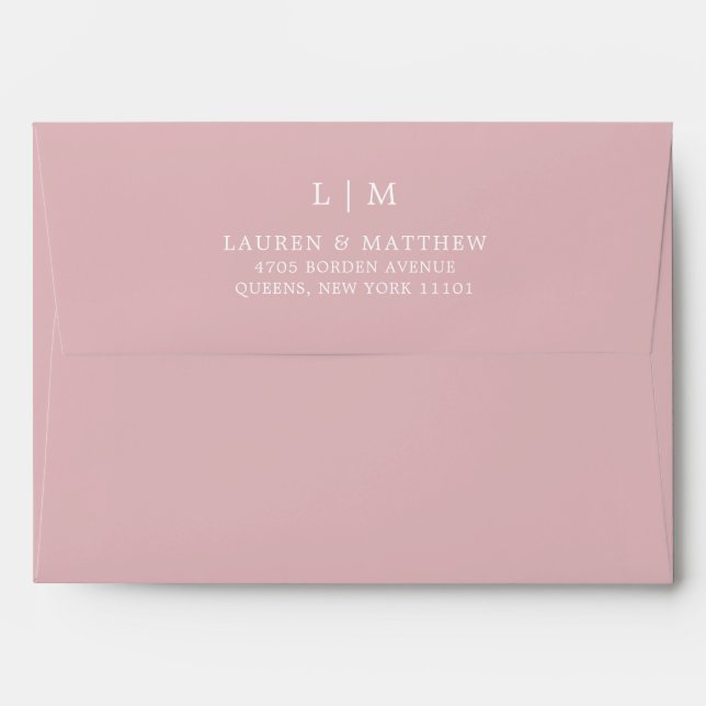 Simple Light Pink Monogram Elegant Wedding Envelope (Back (Top Flap))