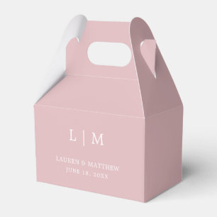 Simple Light Pink Monogram Elegant Wedding Favour Box