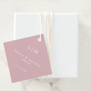 Simple Light Pink Monogram Elegant Wedding Favour Tags