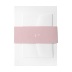 Simple Light Pink Monogram Elegant Wedding Invitation Belly Band