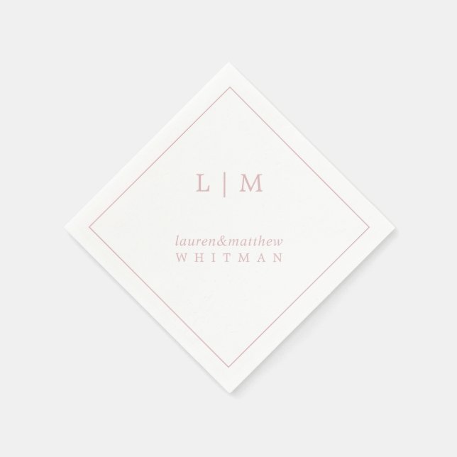 Simple Light Pink Monogram Elegant Wedding Napkin (Corner)