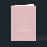 Simple Light Pink Monogram Elegant Wedding Programme<br><div class="desc">Simple folded wedding program featuring a modern yet elegant design. The cover has your two initial monogram along with your wedding details in white over a dusty rose pink background. The inside has your wedding party on the left side and your order of ceremony on the right side. The backside...</div>