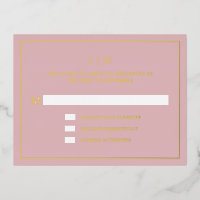 Simple Light Pink Monogram Elegant Wedding RSVP