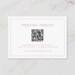 Simple Light Pink Monogram QR Code Elegant Wedding Enclosure Card