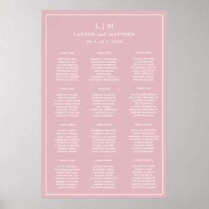 Simple Light Pink Monogram Wedding Seating Chart