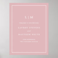 Simple Light Pink Monogram Wedding Welcome Sign