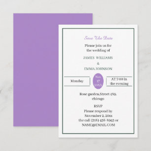 Simple Light Purple And Green Custom Save The Date