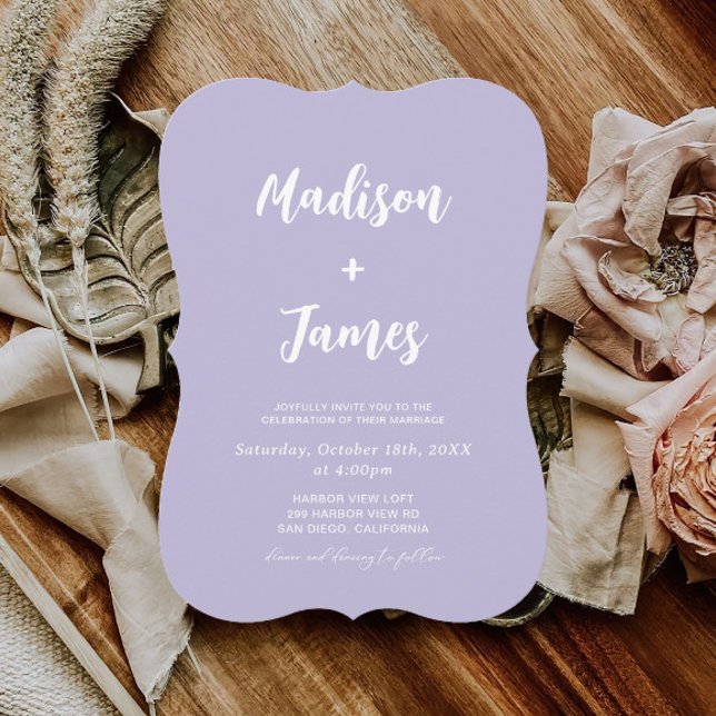 Simple Light Purple Lavender Photo Wedding Invitation (Creator Uploaded)