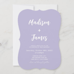 Simple Light Purple Lavender Photo Wedding Invitation