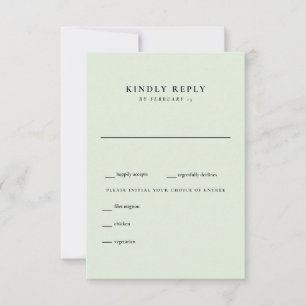  Simple Light Sage Wedding RSVP Card