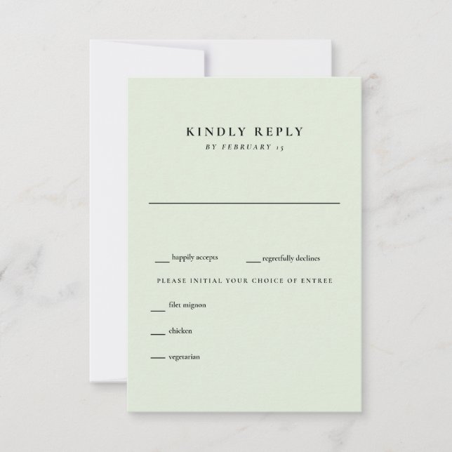  Simple Light Sage Wedding RSVP Card (Front)