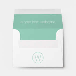 Simple Light Teal and White Monogram Envelope