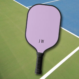 Simple Light Violet Purple Monogram Initials Pickleball Paddle