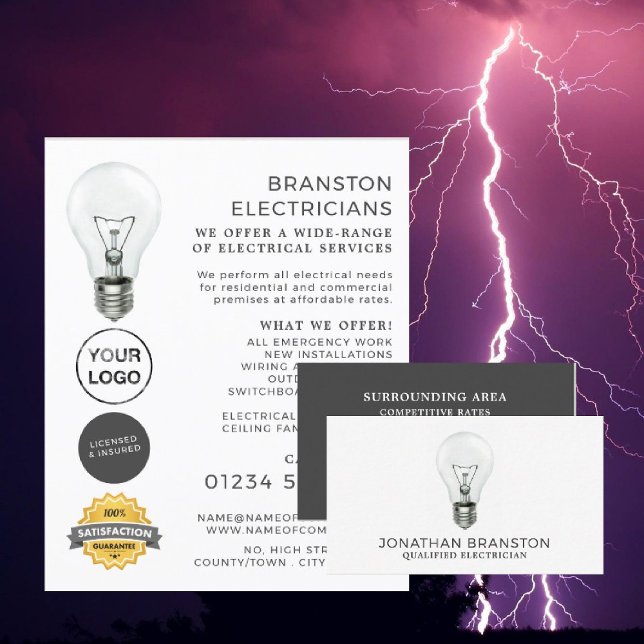 Simple Lightbulb, Electrician Advertising Flyer (Creator Uploaded)
