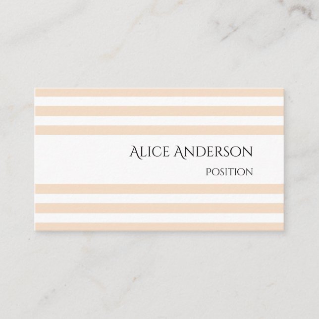 Simple Lignt Cream Pastel Stripes Elegant Minimal Business Card (Front)