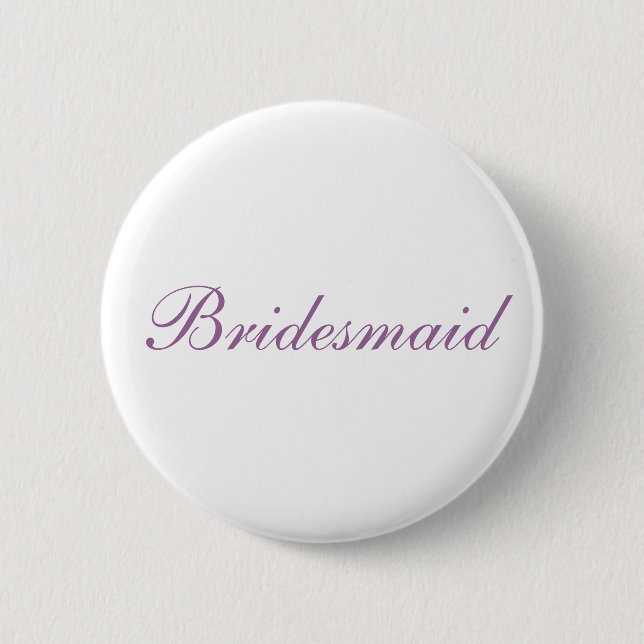 Simple lilac and white Bridesmaid button (Front)