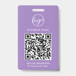 Simple Lilac QR Code Employee ID Badge