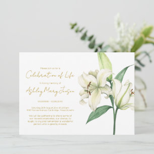 Simple Lily Celebration of Life Funeral Invitation