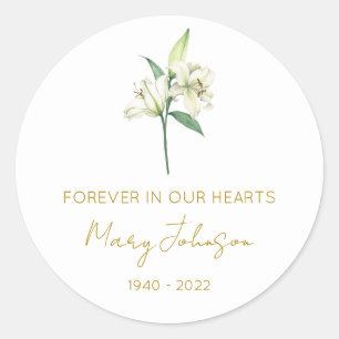 Simple Lily Memorial Classic Round Sticker