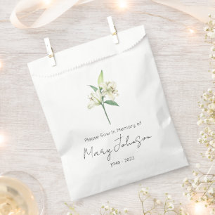 Simple Lily Seed packet Funeral Favour Bags