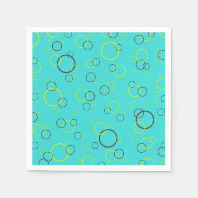 Simple Lime and brown circles on Turquoise Pattern Napkin (Front)