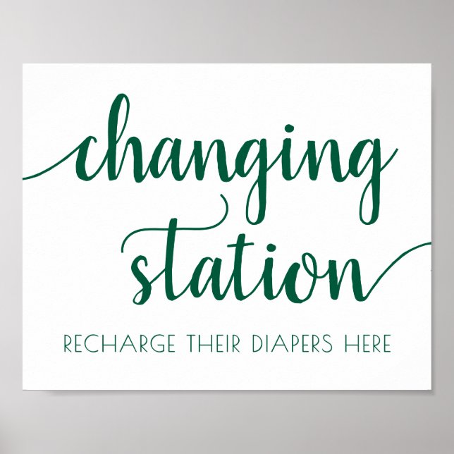 Simple Lime Changing Station | Neo-Mint Green Sign (Front)
