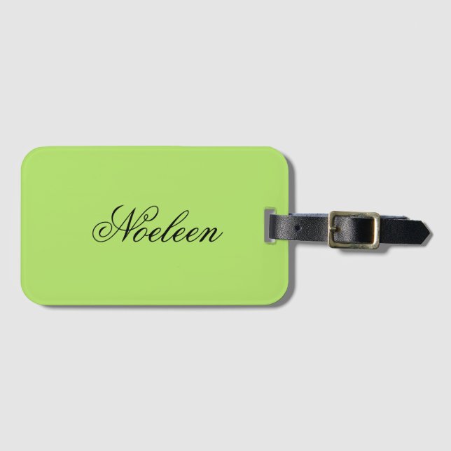 Simple lime colour custom name luggage tag (Front Horizontal)