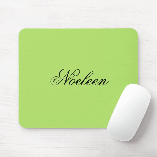 Simple lime colour custom name mouse pad (With Mouse)