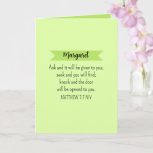 Simple Lime Green Ask God Bible Verse Christian Card