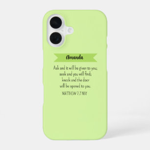 Simple Lime Green Ask God Bible Verse Christian iPhone 16 Case