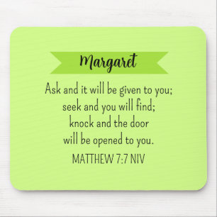 Simple Lime Green Ask God Bible Verse Christian Mouse Pad