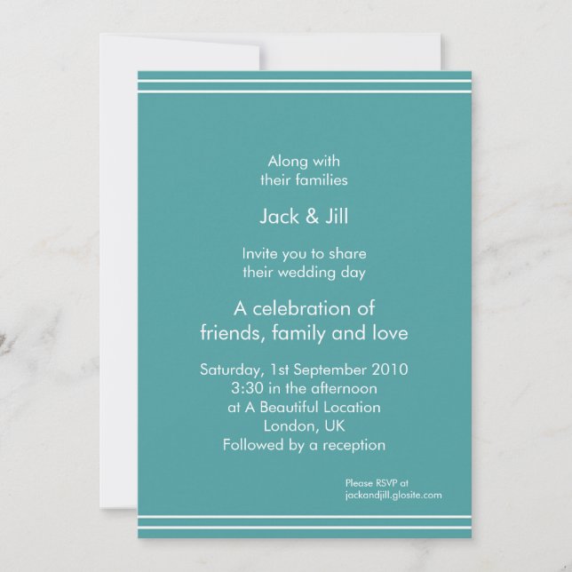 Simple line (aqua) 5x7 invitation (Front)
