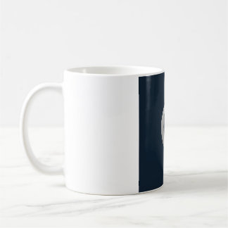 Simple Line Art Moon Phase Mug - Deep Navy And Sil