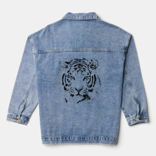 Simple Line Art TIGER Denim Jacket