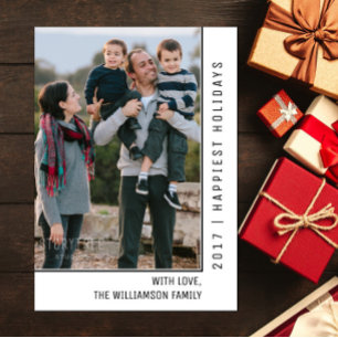 Simple Line Holiday Photo Card   Black