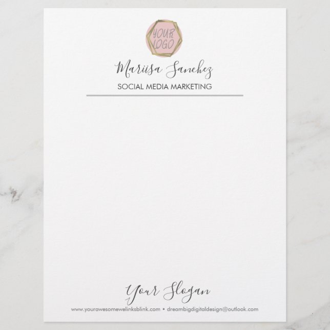 Simple Line Script Name Your Logo Letterhead (Front)