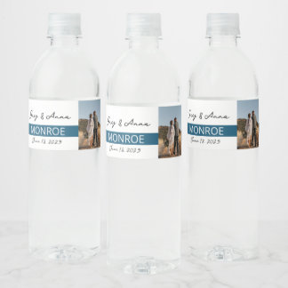 Simple Line Wedding Water Bottle Wrapper Water Bot Water Bottle Label