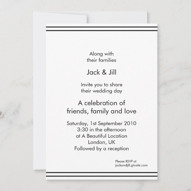 Simple line (white) 5x7 invitation (Front)